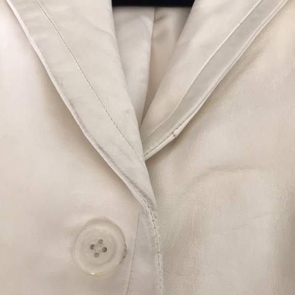 Banana republic cream leather blazer Sz Small - Picture 5 of 8